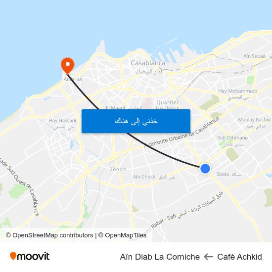 Café Achkid to Aïn Diab La Corniche map