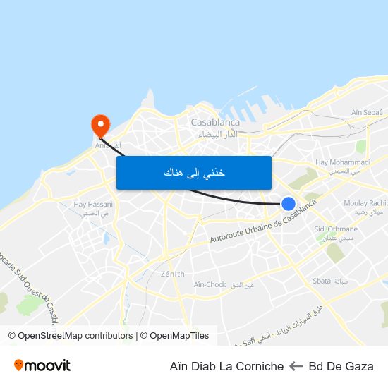 Bd De Gaza to Aïn Diab La Corniche map