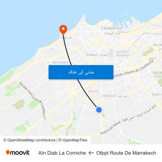 Ofppt Route De Marrakech to Aïn Diab La Corniche map