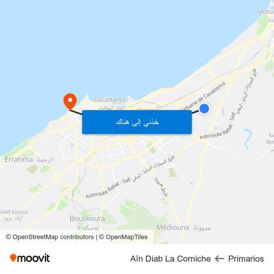 Primarios to Aïn Diab La Corniche map