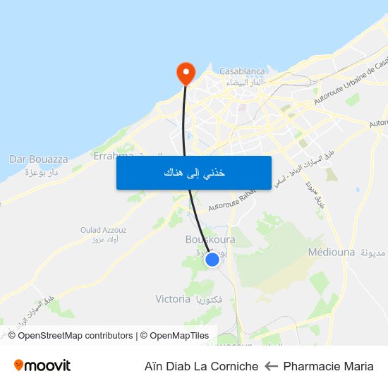 Pharmacie Maria to Aïn Diab La Corniche map