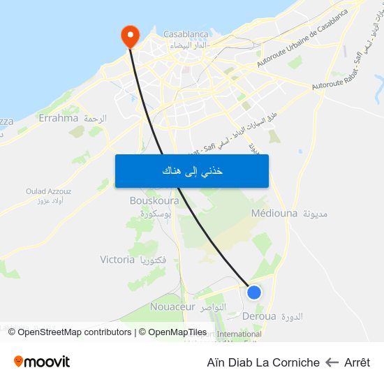 Arrêt to Aïn Diab La Corniche map