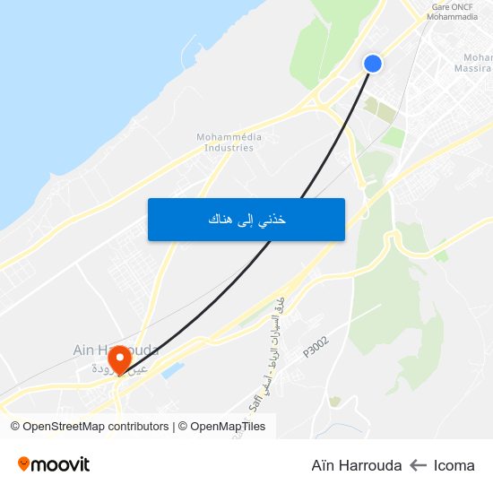 Icoma to Aïn Harrouda map