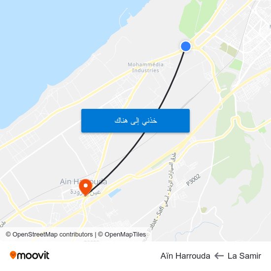 La Samir to Aïn Harrouda map