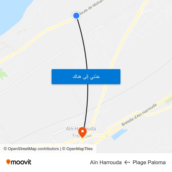 Plage Paloma to Aïn Harrouda map