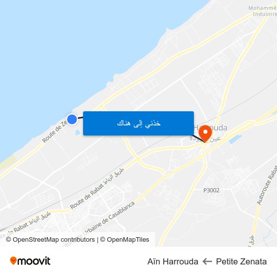 Petite Zenata to Aïn Harrouda map