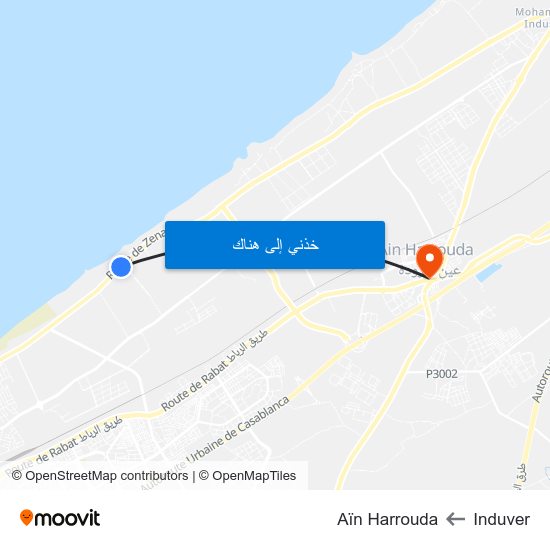 Induver to Aïn Harrouda map