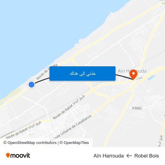 Robel Bois to Aïn Harrouda map