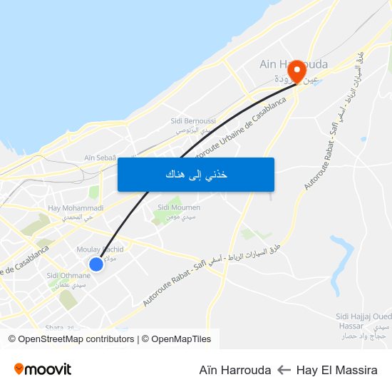 Hay El Massira to Aïn Harrouda map