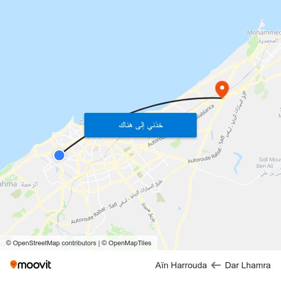 Dar Lhamra to Aïn Harrouda map