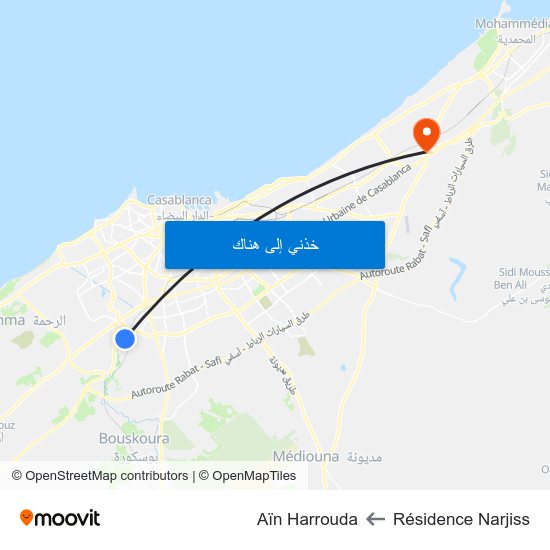 Résidence Narjiss to Aïn Harrouda map