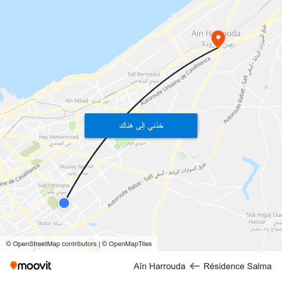 Résidence Salma to Aïn Harrouda map