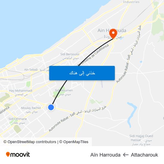 Attacharouk to Aïn Harrouda map