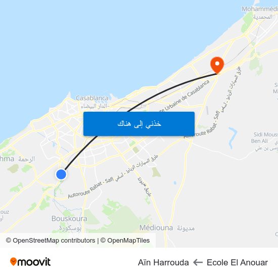 Ecole El Anouar to Aïn Harrouda map