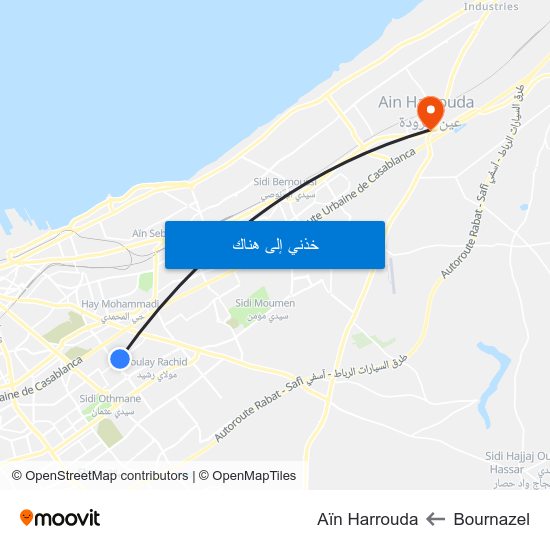 Bournazel to Aïn Harrouda map