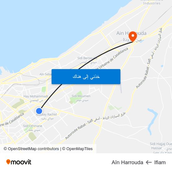 Ifiam to Aïn Harrouda map