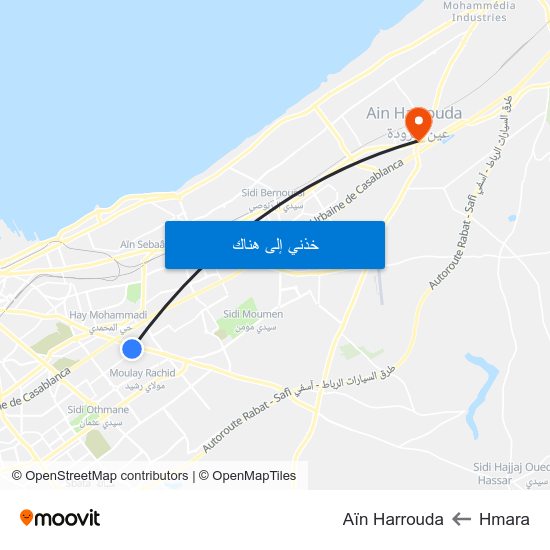 Hmara to Aïn Harrouda map