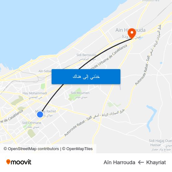 Khayriat to Aïn Harrouda map