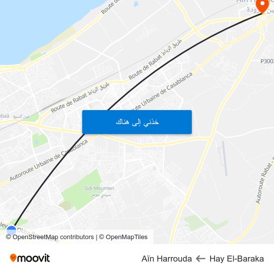 Hay El-Baraka to Aïn Harrouda map
