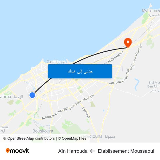 Etablissement Moussaoui to Aïn Harrouda map