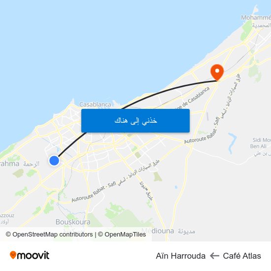 Café Atlas to Aïn Harrouda map