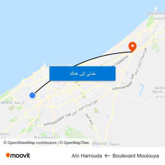 Boulevard Moulouya to Aïn Harrouda map