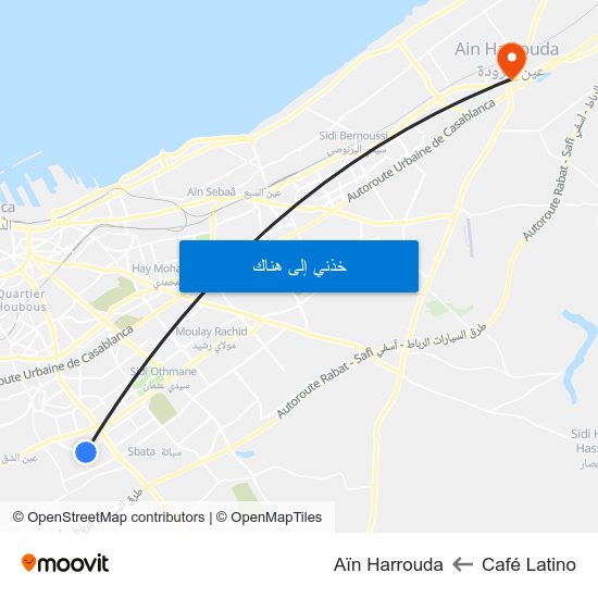Café Latino to Aïn Harrouda map