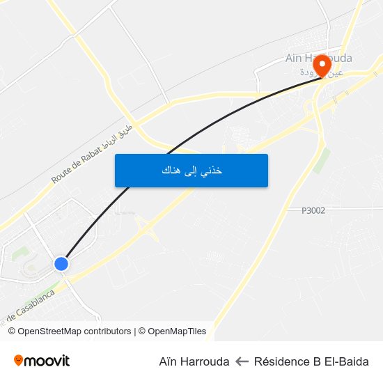 Résidence B El-Baida to Aïn Harrouda map