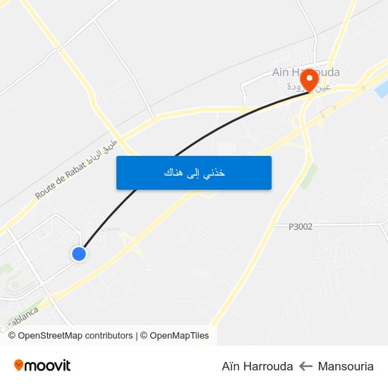 Mansouria to Aïn Harrouda map