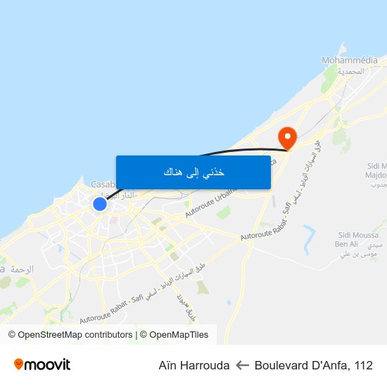 Boulevard D'Anfa, 112 to Aïn Harrouda map