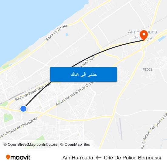 Cité De Police Bernoussi to Aïn Harrouda map