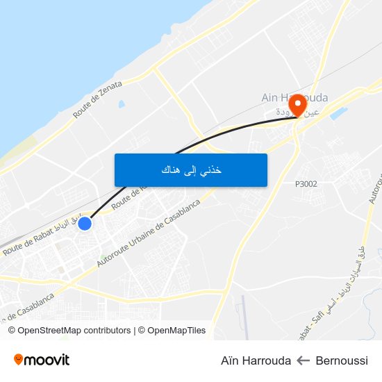 Bernoussi to Aïn Harrouda map