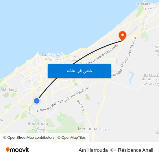 Résidence Ahali to Aïn Harrouda map