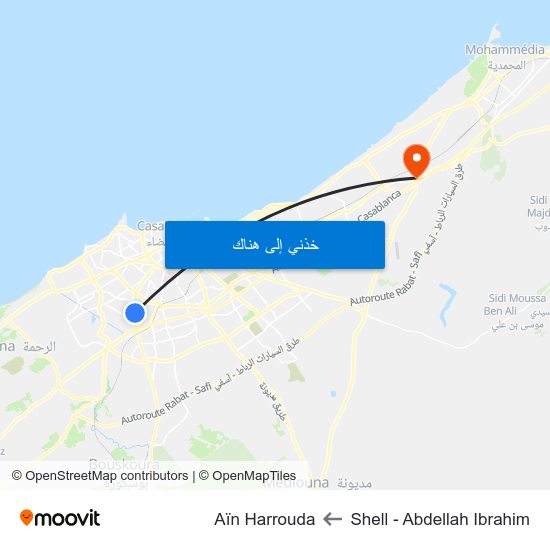 Shell - Abdellah Ibrahim to Aïn Harrouda map