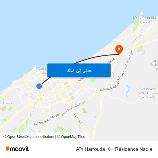 Résidence Nadia to Aïn Harrouda map