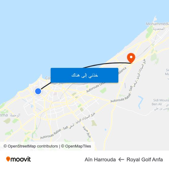 Royal Golf Anfa to Aïn Harrouda map