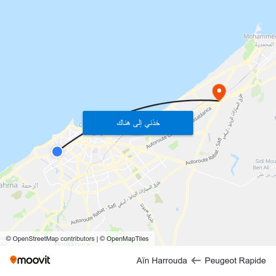 Peugeot Rapide to Aïn Harrouda map