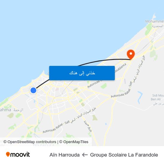 Groupe Scolaire La Farandole to Aïn Harrouda map