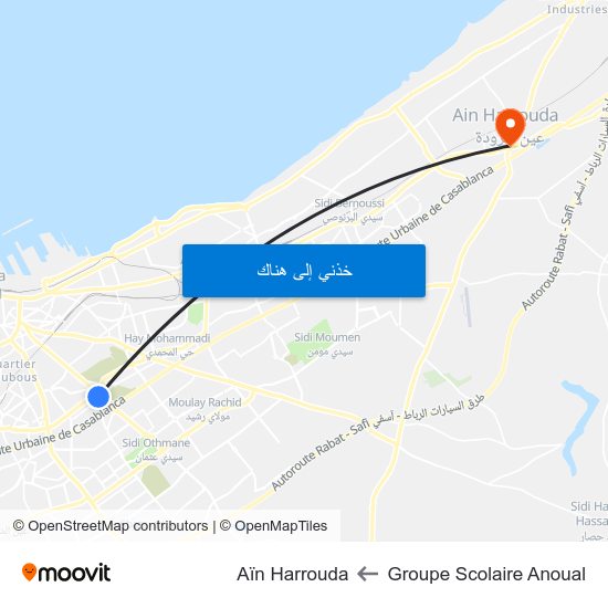 Groupe Scolaire Anoual to Aïn Harrouda map