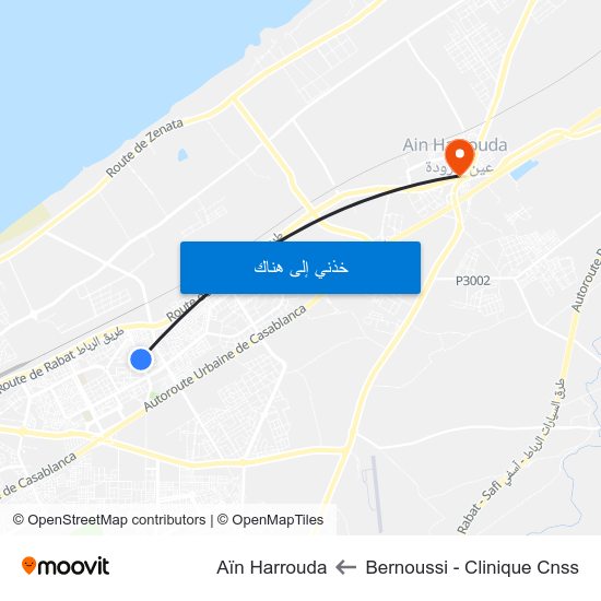Bernoussi - Clinique Cnss to Aïn Harrouda map