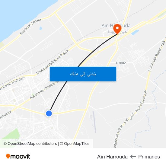 Primarios to Aïn Harrouda map