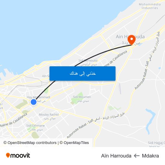 Mdakra to Aïn Harrouda map