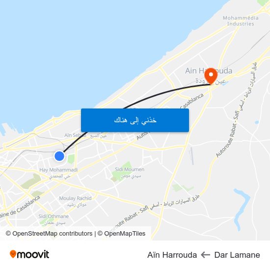 Dar Lamane to Aïn Harrouda map
