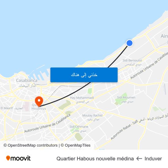Induver to Quartier Habous nouvelle médina map