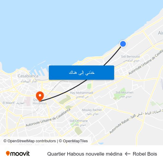 Robel Bois to Quartier Habous nouvelle médina map