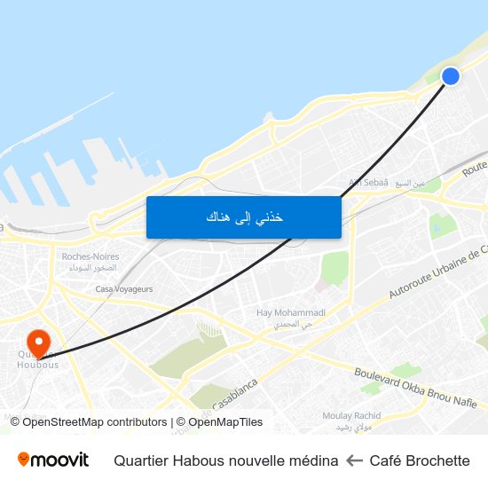 Café Brochette to Quartier Habous nouvelle médina map