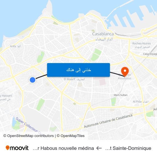 Institut Sainte-Dominique to Quartier Habous nouvelle médina map