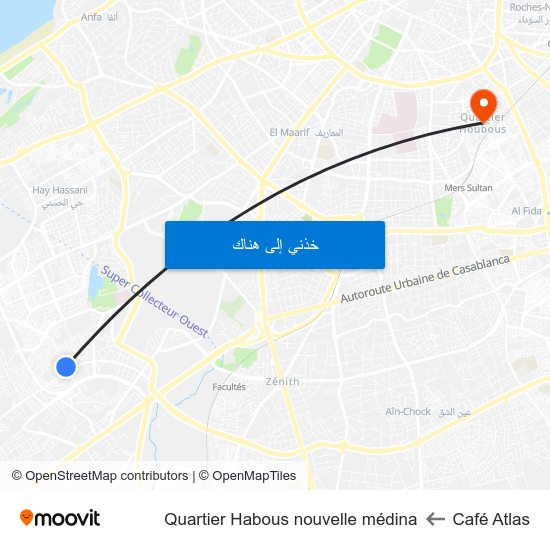 Café Atlas to Quartier Habous nouvelle médina map