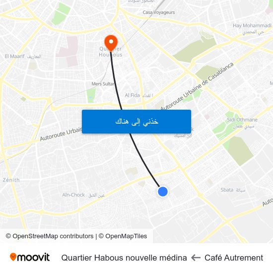Café Autrement to Quartier Habous nouvelle médina map