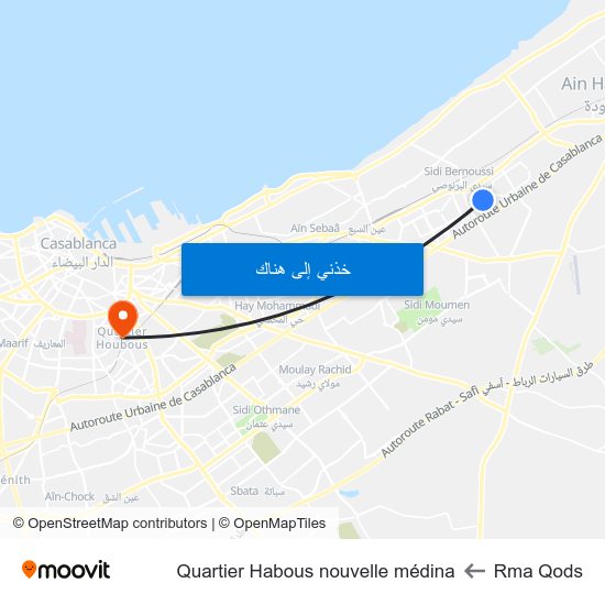 Rma Qods to Quartier Habous nouvelle médina map